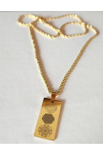 Anatolia 3 sembol sayı sekanslı burgu zincirli çelik kolye