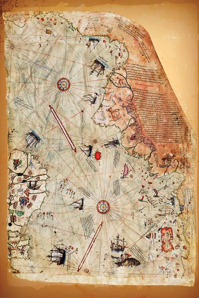 Pi Papers Piri Reis World Map - Non-Adhesive, Static Smart Paper Map, Does Not Leave Marks, Does Not Hurt