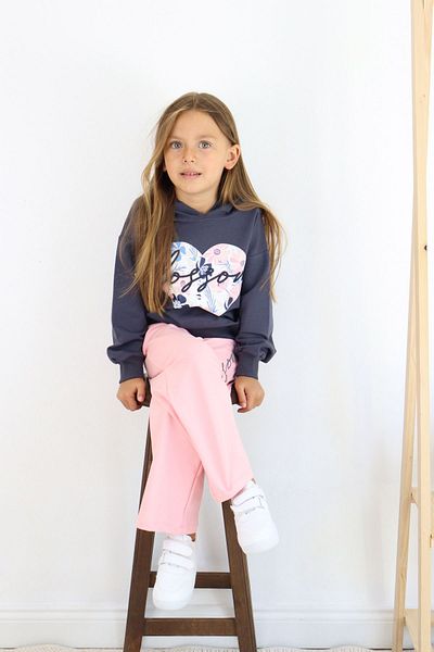 e-çocuk Blossom Patterned Girl's Set - Heart Printed, 6890 Model