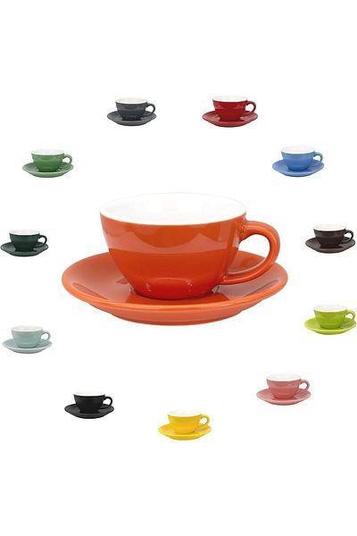 MIBRU Coffee ceramic cup with plate 250ml orange