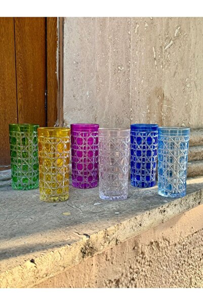 Ara Porselen 6'lı  Set Berlin Kesme Dekor Kahve Yanı Su Bardağı