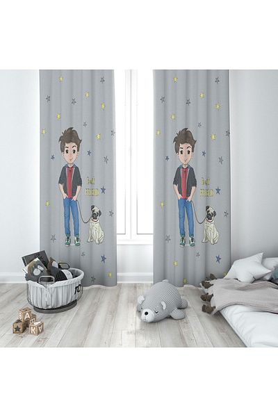 Lolla White Prince and Dog Background Curtain 126