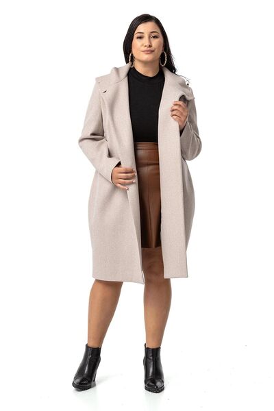 DISENTIS MODEST Palton bej - Căptușit, cu guler înalt și detalii cu nasturi