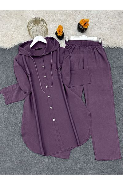 HİJABAYA Hooded Trousers and Metal Buttons Double Suit