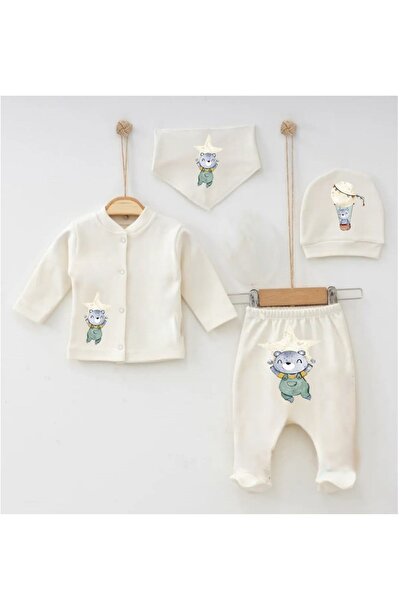 bebekpare طقم خروج من المستشفى للأطفال من عمر 0 إلى 3 أشهر - نمط الدبدوب، قطن...