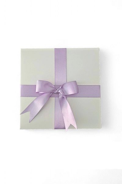 HEDİYEDİYE White Lilac Gift Box with Ribbon - Empty