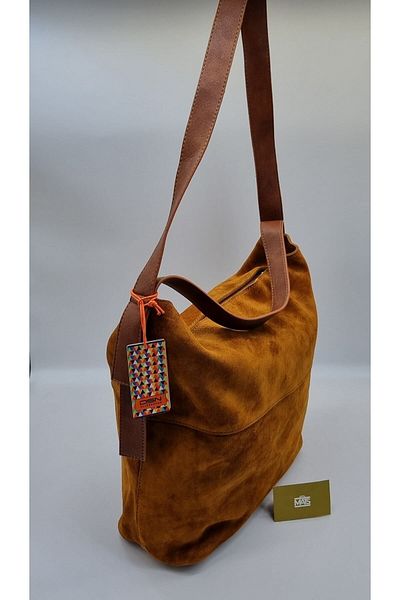 DSN Genuine Leather Tan Double Strap Hand and Shoulder Bag