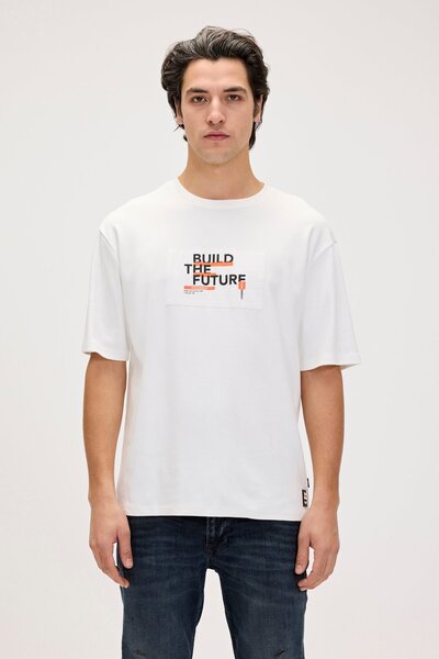 Bad Bear تي شيرت مورينو أبيض مطبوع للرجال