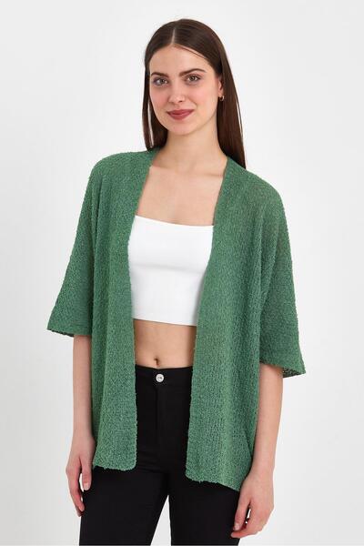 odelon Cardigan de damă cu mânecă liliac de primăvară, verde apă
