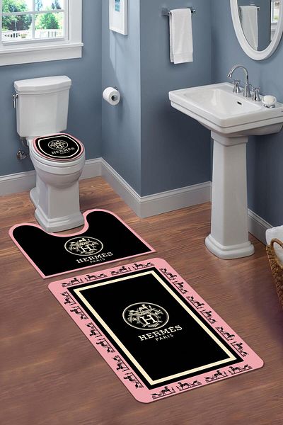 Doruklar Home Collection Set de 3 scaune de toaletă antiderapante, lavabile, cu modele decorative - set de covorașe de baie