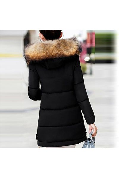 Toridas Aufblasbarer Wintermantel für Damen – Pelzkragen, Barbora 7112black8
