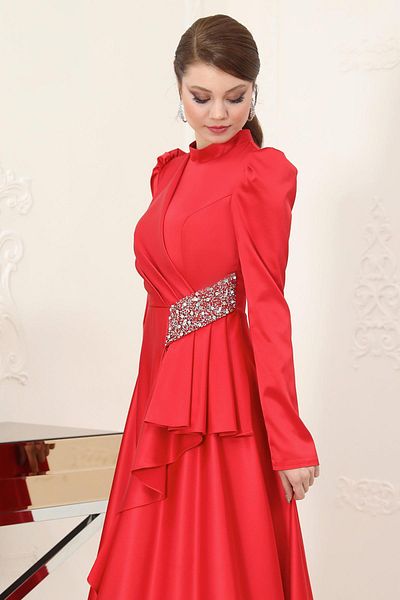 Modaviki Sn66 Model Red Nazende Evening Dress