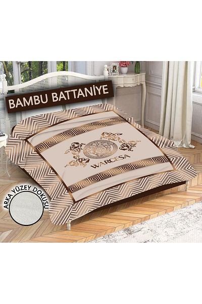 Doruklar Home Collection Decorative Modern Patterned 100% Bamboo Fabric Blanket