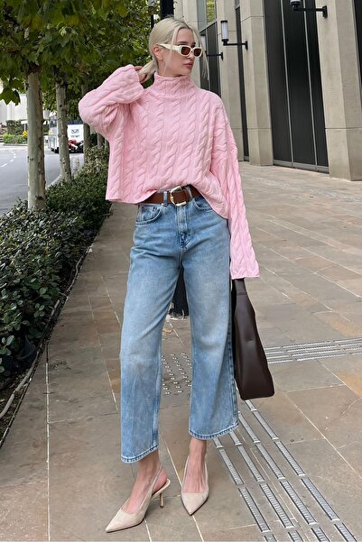 Madmext Turtleneck Pink Knitwear Sweater - Mg2172