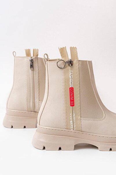Aymood ASM-086 Бежеві жіночі повсякденні черевики - з модними аксесуарами, на блискавці