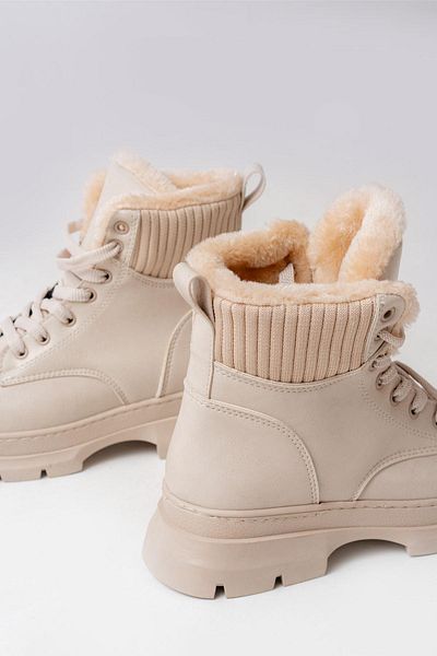 Aymood Γυναικείες μπότες ASM-080 Beige Daily Lace-Up