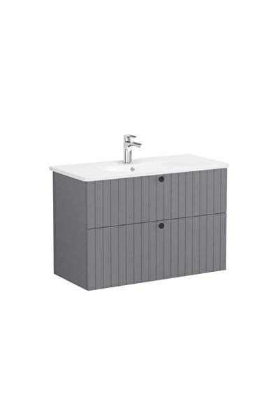 VitrA Root Groove Iki Çekmeceli Lavabo Dolabı 100 Cm Mat Gri 69459