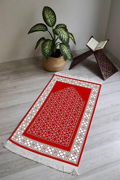 Doruklar Home Collection Digital Printing Non-Slip Base Washable Tufted Prayer Rug
