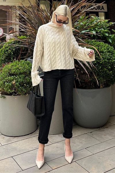 Madmext Turtleneck Ecru Knitwear Sweater - Mg2172