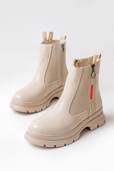 Aymood ASM-086 Бежеві жіночі повсякденні черевики - з модними аксесуарами, на блискавці