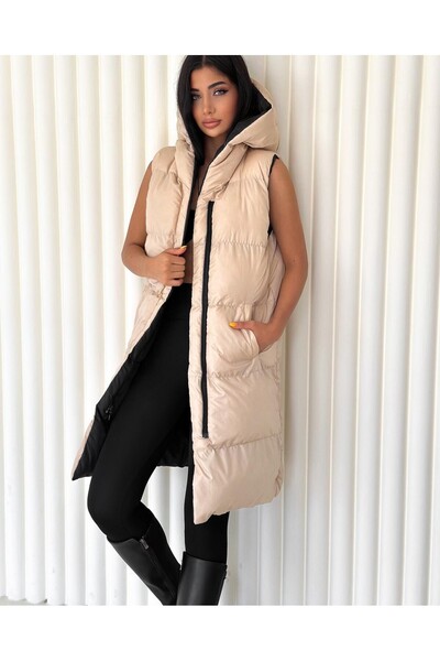 HİJABAYA Double Sided Hooded Puffer Vest