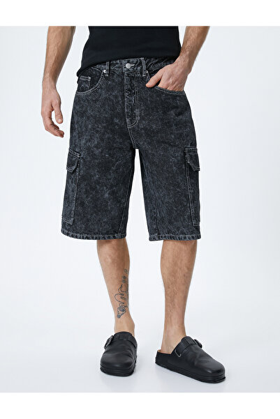 Koton Oversize Kot Şort Düğmeli Kargo Cep Detaylı Yıkamalı