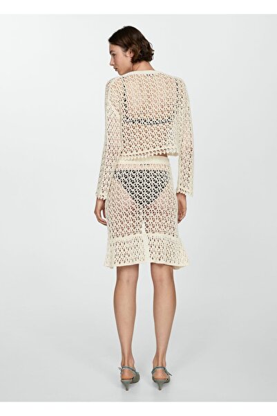 MANGO Woman Yırtmaçlı kroşe etek