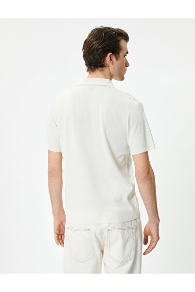 Koton Polo Yaka İnce Triko Tişört Slim Fit Kısa Kollu Kırçıllı