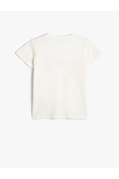 Koton T-Shirt Print Detailed Short Sleeve Crew Neck Cotton