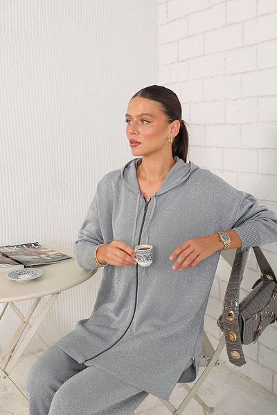 Melike Tatar 32-7010 Model Glittery Gray Knitwear Set