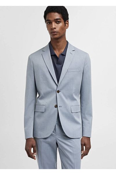 MANGO Man Μπουφάν Super Slim Fit Blazer από Stretch ύφασμα