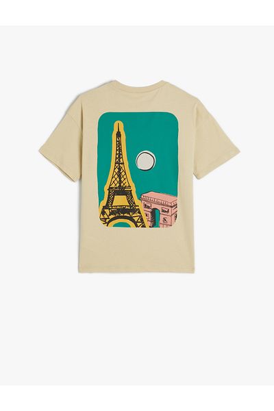 Koton T-Shirt Paris Themed Back Βαμβακερό με κοντό μανίκι λαιμόκοψη