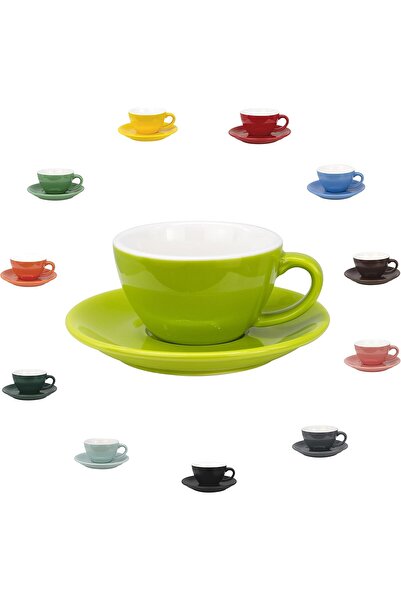 MIBRU Coffee ceramic cup with plate 200ml Pistachio For lattes drip coffee and tea