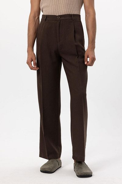 Antioch Brown Linen Blended Baggy Men's Trousers