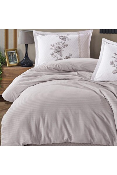 kapsulavm Boutique Series Striped Ranforce Double Nev Set Suave V6 Light Gray
