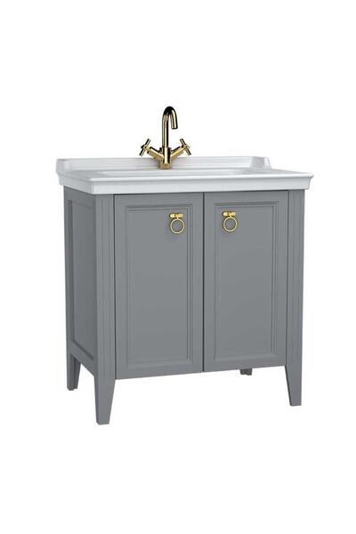 VitrA Valarte Lavabo Dolabı 80 cm Kapaklı Etajerli Lavabolu Tek Armatür Delik...