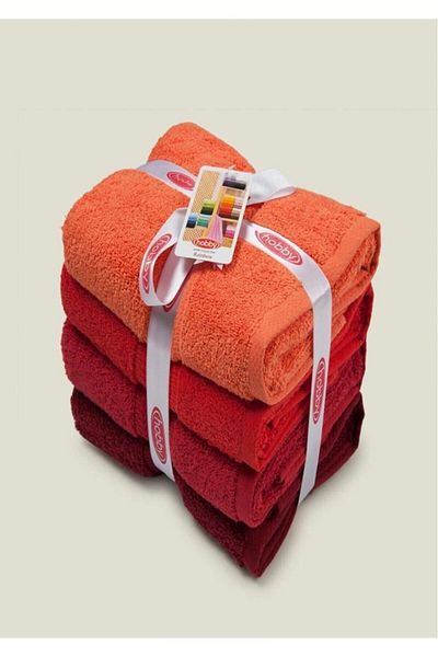 Angoravi Set of 4 50x90 Towels Red