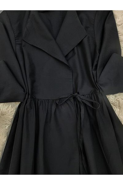 Modamorfo Black Side Lace and Sleeve Cuff Slit Kimono