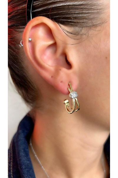 Jerie Imported Earrings - Gold Line Plate and Nail Design