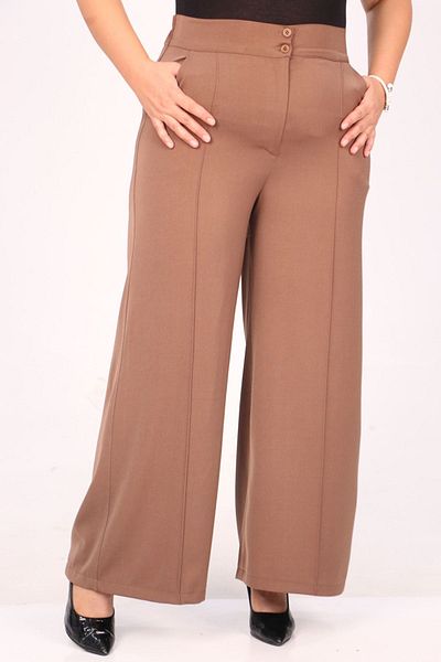 Eslina 39037 Large Size Aspen Elastic Waist Trousers - Mink