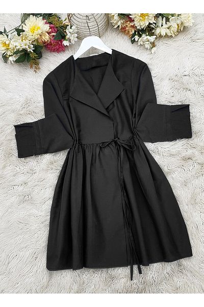 Modamorfo Black Side Lace and Sleeve Cuff Slit Kimono