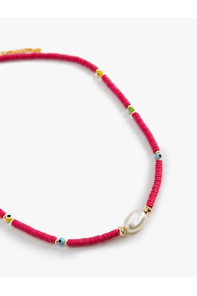 Koton Pearl Detailed Evil Eye Beaded Necklace