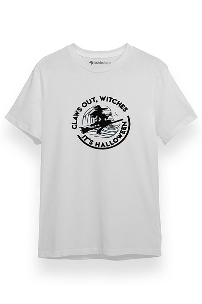 Tshirthane Ανδρικό μπλουζάκι Halloween White - Claws Out Witches, κοντομάνικο