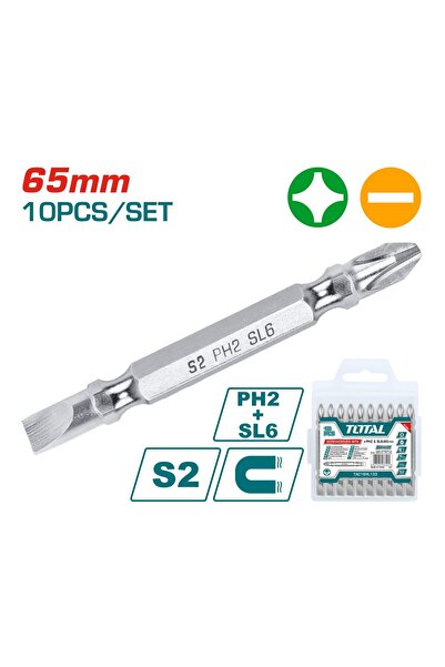 TOTAL 10 LU DARBELİ ÇİFT TARAFLI DÜZ VE YILDIZ TORNAVİDA UCU - TAC16HL133
