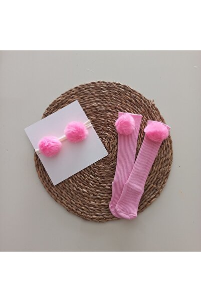 MARS BABY طقم جوارب وباندانا باللون الوردي للفتيات الصغيرات