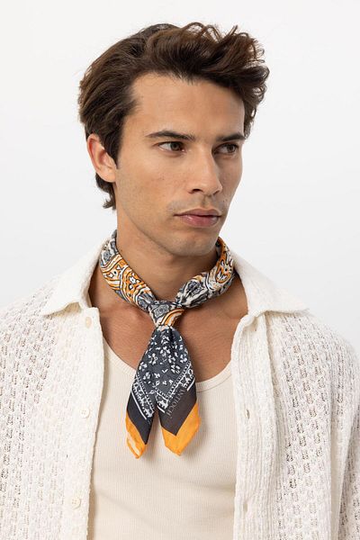 Antioch Orange Colored Ethnic Patterned Scarf