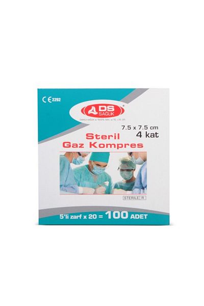 Damla D S Sterile Gas Compress 7.5 Cm X 7.5 Cm 4 Layers 100 Pieces