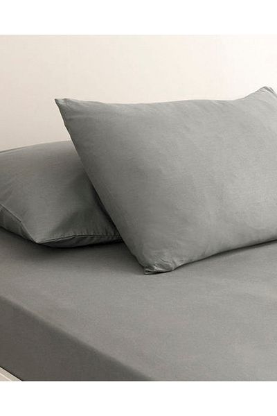 English Home Single Plain Cotton Bed Sheet - Pebble