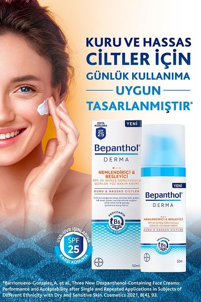 Bepanthen Derma Moisturizing & Nourishing Spf25 Daily Face Care Cream with Sunscreen - Dry Sensitive