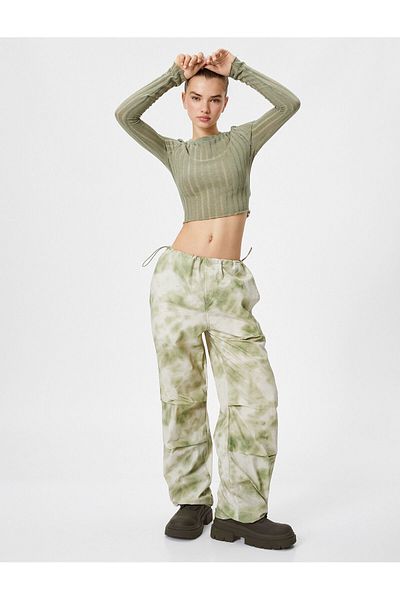 Koton Parachute Trousers Camouflage Patterned Elastic Waist Stopper